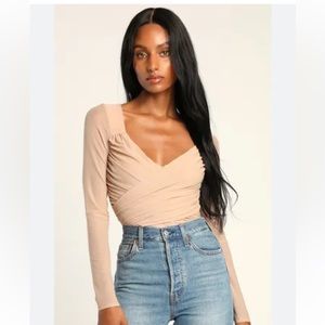 Sheer Confidence Beige Mesh Bodysuit